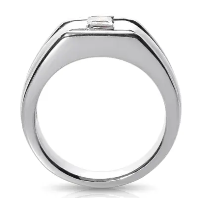 14K white gold 0.40 ct. tw. Princess Cut Solitaire Diamond Men's Ring - alternate view 4 thumbnail
