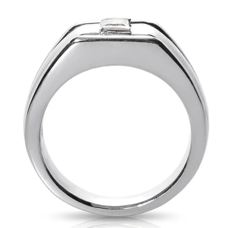 14K white gold 0.40 ct. tw. Princess Cut Solitaire Diamond Men's Ring - alternate view 4