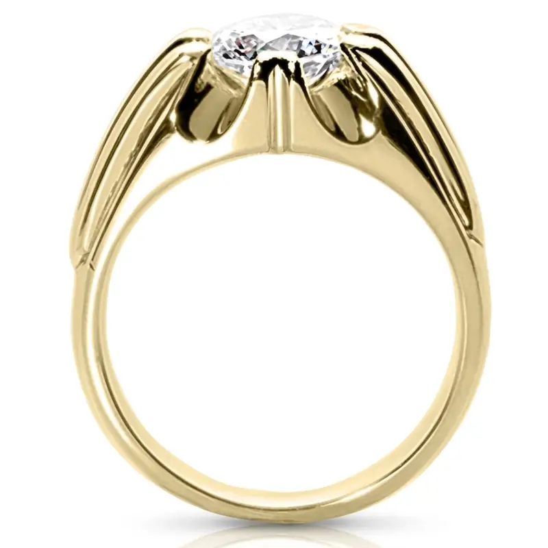 14K white gold 1.50 ct. Round Cut Solitaire Diamond Men's Ring - alternate view 3