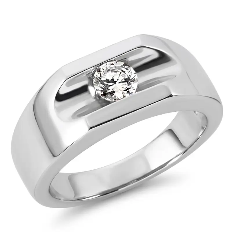 14K white gold 0.50 ct. tw. Channel Set Solitaire Diamond Men's Ring - main view
