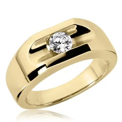 0.50 ct. tw. Channel Set Solitaire Diamond Men's Ring alternate view