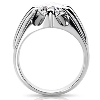 14K white gold 1.50 ct. Round Cut Solitaire Diamond Men's Ring - alternate view 4 thumbnail
