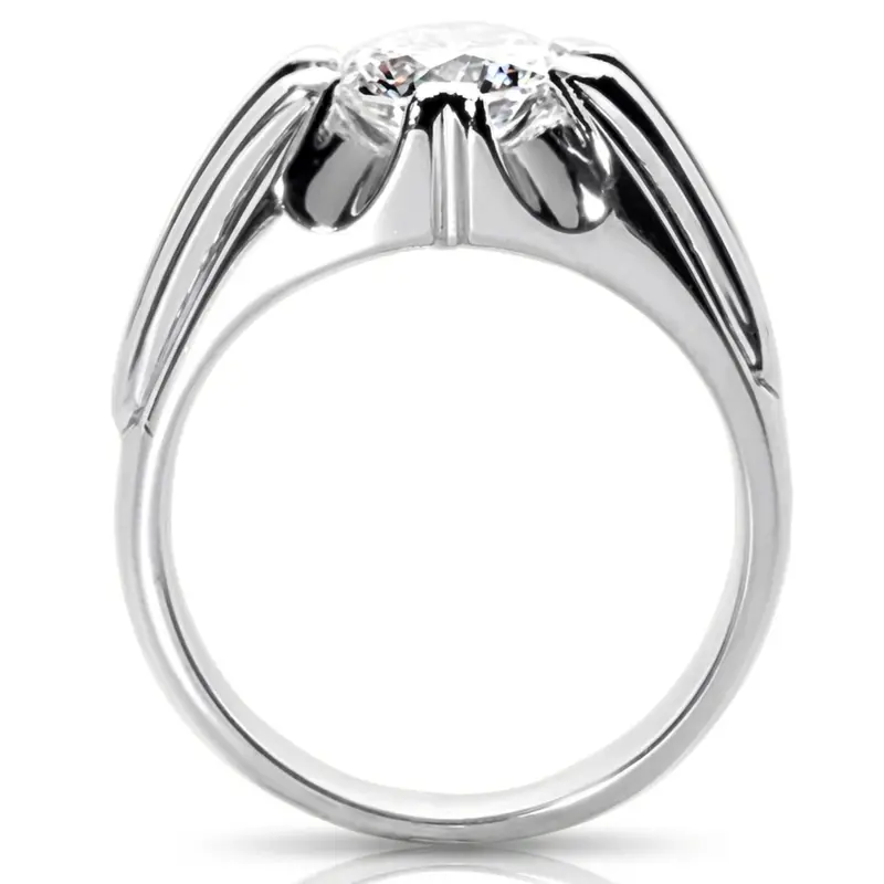 14K white gold 1.50 ct. Round Cut Solitaire Diamond Men's Ring - alternate view 4
