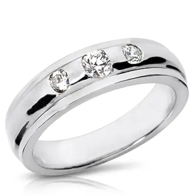 0.40 ct. tw. Carved Three Stone Diamond Men's Ring