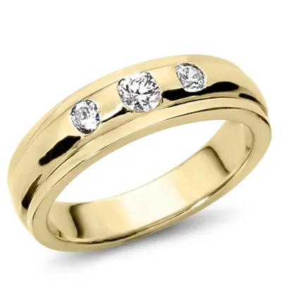 0.40 ct. tw. Carved Three Stone Diamond Men's Ring alternate view