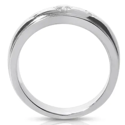 14K white gold 0.40 ct. tw. Carved Three Stone Diamond Men's Ring - alternate view 3 thumbnail