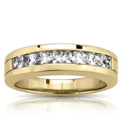 14K white gold 1.36 ct. tw. Princess Cut Channel Set Diamond Men's Ring - alternate view 2 thumbnail