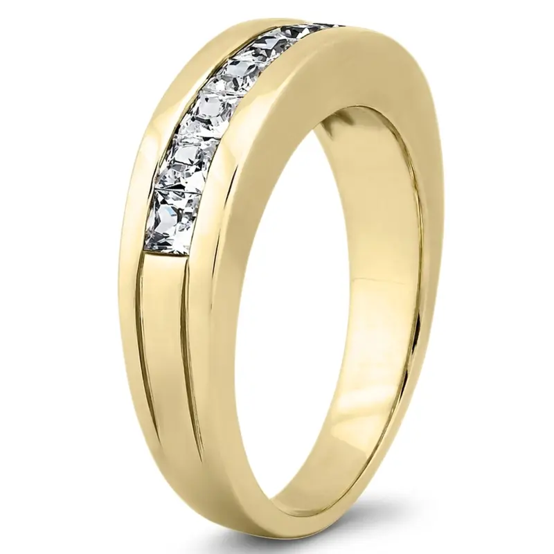 14K white gold 1.36 ct. tw. Princess Cut Channel Set Diamond Men's Ring - alternate view 3