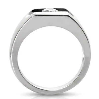 14K white gold 0.50 ct. tw. Channel Set Solitaire Diamond Men's Ring - alternate view 4 thumbnail