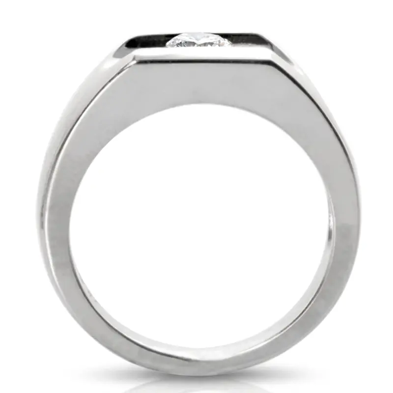 14K white gold 0.50 ct. tw. Channel Set Solitaire Diamond Men's Ring - alternate view 4