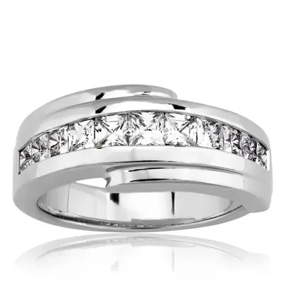 14K white gold 1.56 ct. tw. Princess Cut Diamond Men's Ring - main view thumbnail
