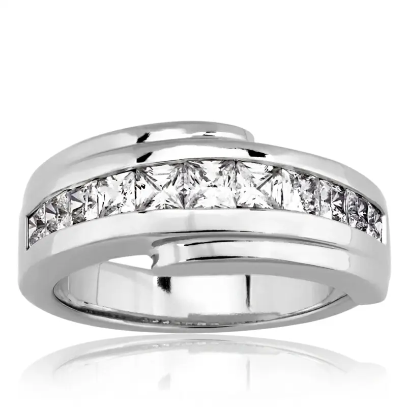 14K white gold 1.56 ct. tw. Princess Cut Diamond Men's Ring - main view