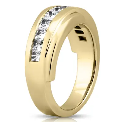 14K white gold 1.56 ct. tw. Princess Cut Diamond Men's Ring - alternate view 3 thumbnail