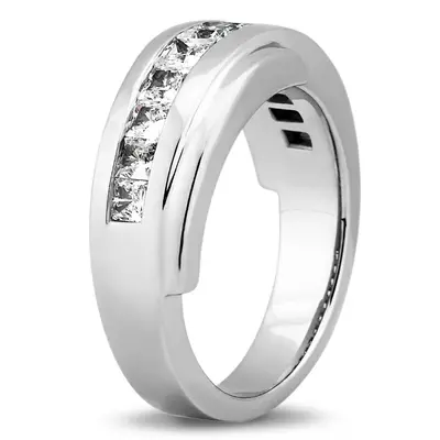 14K white gold 1.56 ct. tw. Princess Cut Diamond Men's Ring - alternate view 4 thumbnail