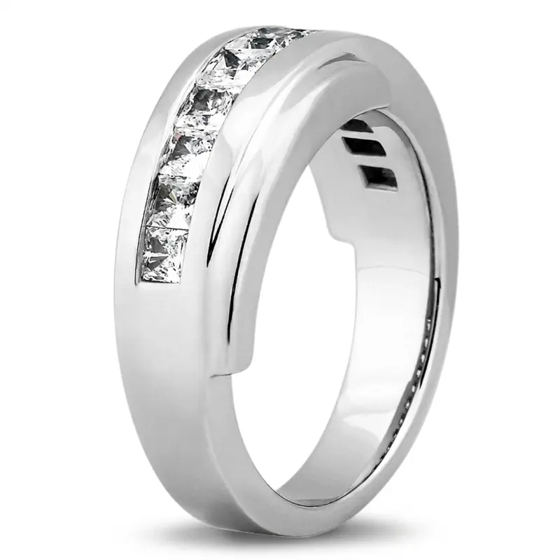 14K white gold 1.56 ct. tw. Princess Cut Diamond Men's Ring - alternate view 4