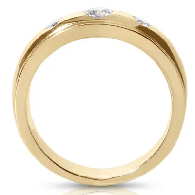 14K white gold 0.40 ct. tw. Carved Three Stone Diamond Men's Ring - alternate view 4 thumbnail