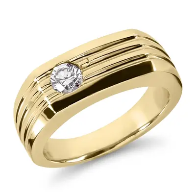 Parallel Cut Solitaire Man Diamond Ring (0.35ct) alternate view