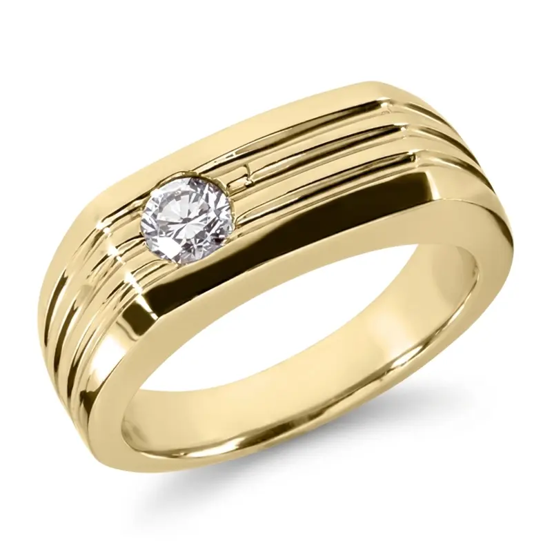 14K white gold Parallel Cut Solitaire Man Diamond Ring (0.35ct) - alternate view 2