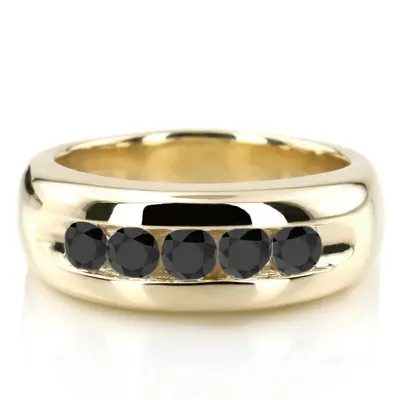Five Stone Channel Set Men Black Diamond Ring (1.00ct. tw.)