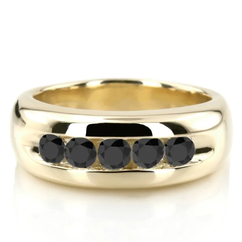 14K white gold Five Stone Channel Set Men Black Diamond Ring (1.00ct. tw.) - main view