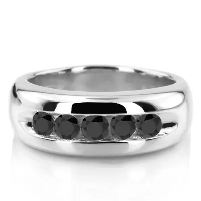 Five Stone Channel Set Men Black Diamond Ring (1.00ct. tw.) alternate view