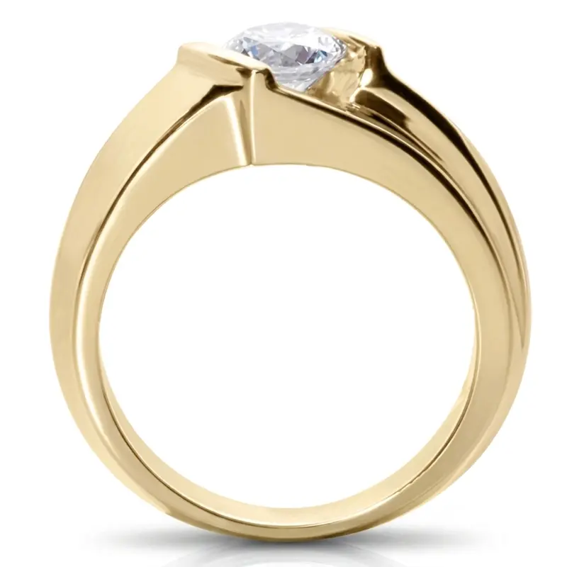14K white gold Dazzling Bar Set Round Diamond Solitaire Men's Ring (1.25ct) - alternate view 4