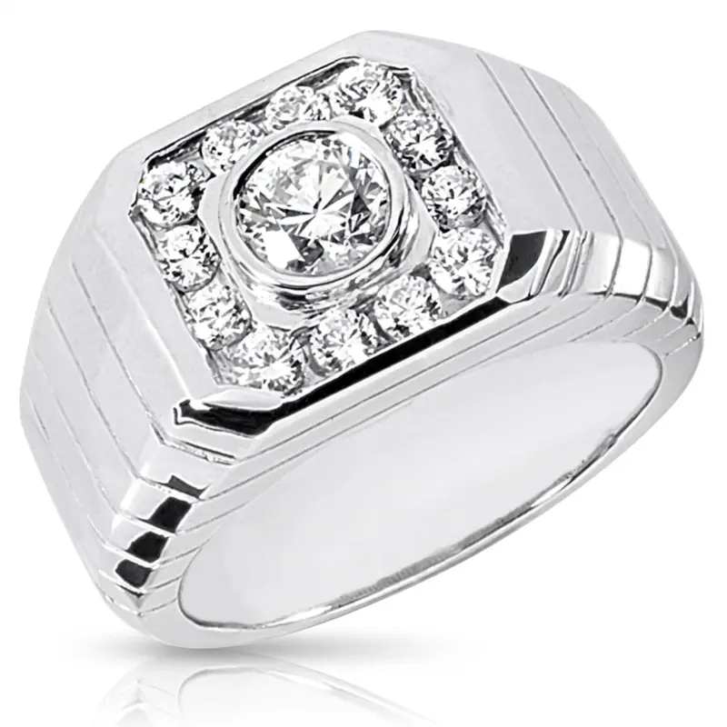 14K white gold 0.68. ct. tw. Diamond Men's Ring - main view