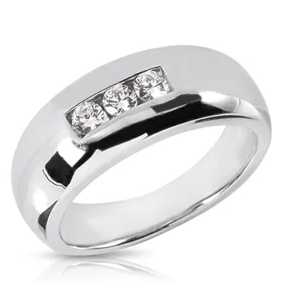 0.30 ct. tw. Dome Three Stone Diamond Men's Ring