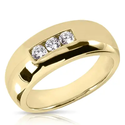 0.30 ct. tw. Dome Three Stone Diamond Men's Ring alternate view
