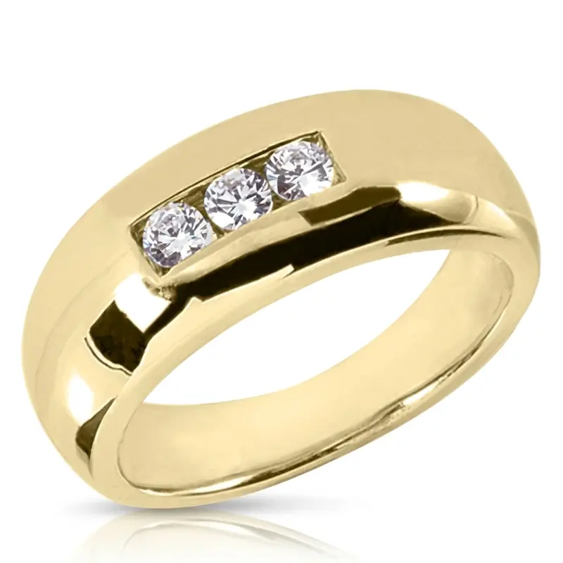 14K white gold 0.30 ct. tw. Dome Three Stone Diamond Men's Ring - alternate view 2