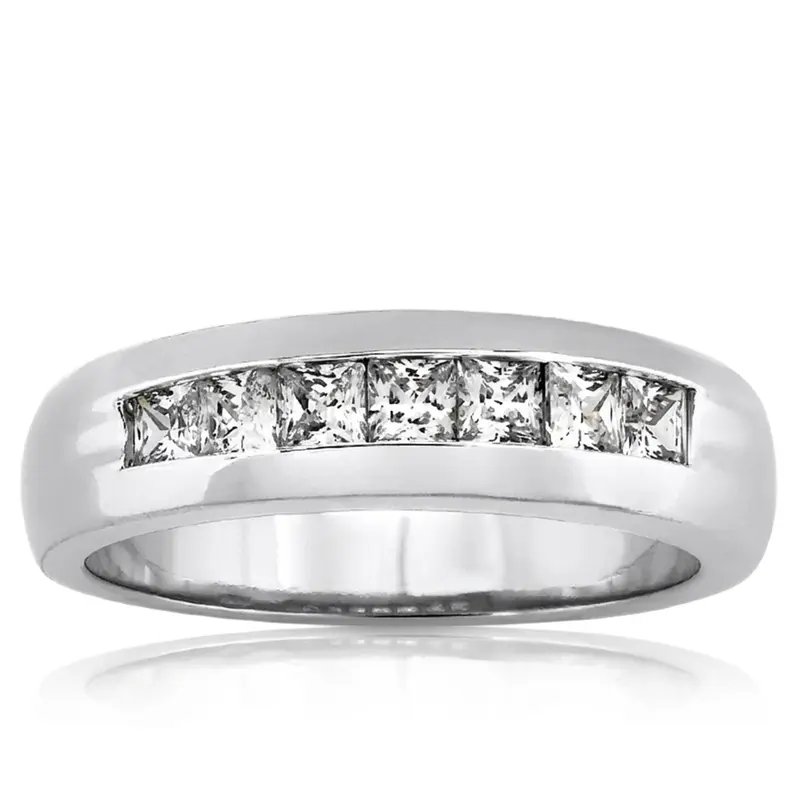 14K white gold 0.98 ct. tw. Princess Cut Channel Set Diamond Men's Ring - main view