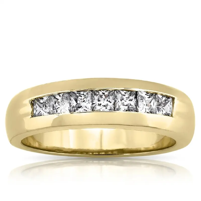 14K white gold 0.98 ct. tw. Princess Cut Channel Set Diamond Men's Ring - alternate view 2
