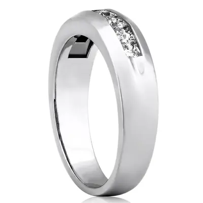 14K white gold 0.98 ct. tw. Princess Cut Channel Set Diamond Men's Ring - alternate view 3 thumbnail