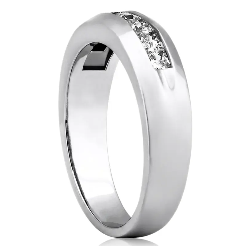 14K white gold 0.98 ct. tw. Princess Cut Channel Set Diamond Men's Ring - alternate view 3