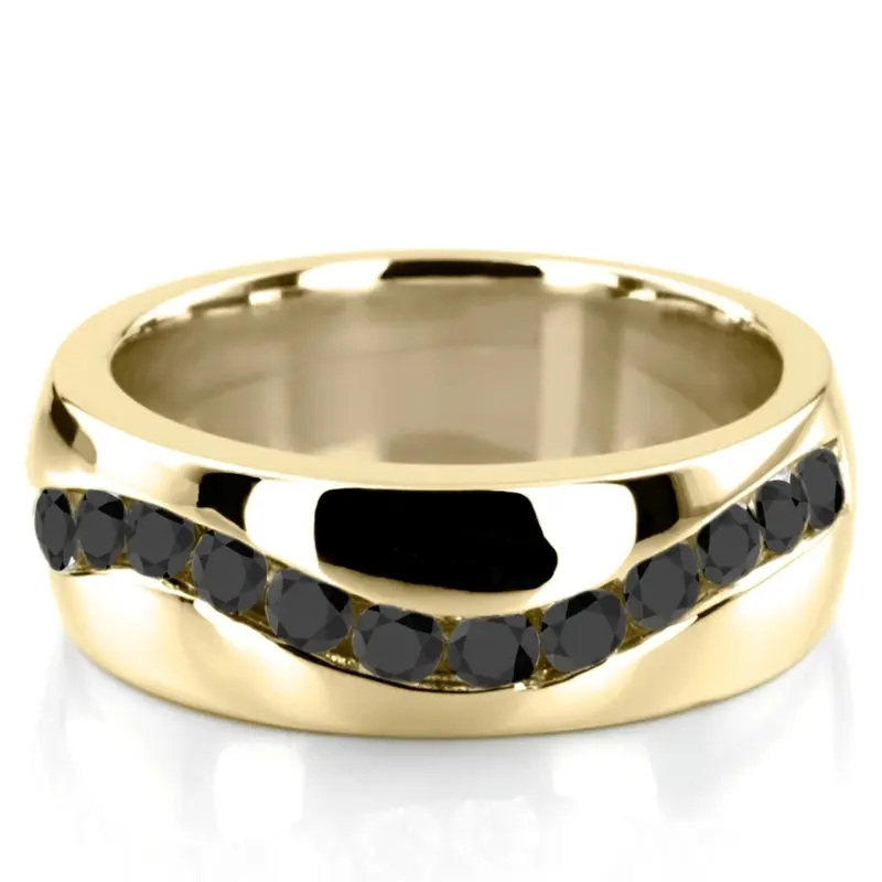14K white gold Curve Channel Set Black Diamond Man Ring (1.00ct. tw.) - alternate view 2