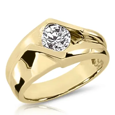 14K white gold Dazzling Bar Set Round Diamond Solitaire Men's Ring (1.25ct) - alternate view 2 thumbnail