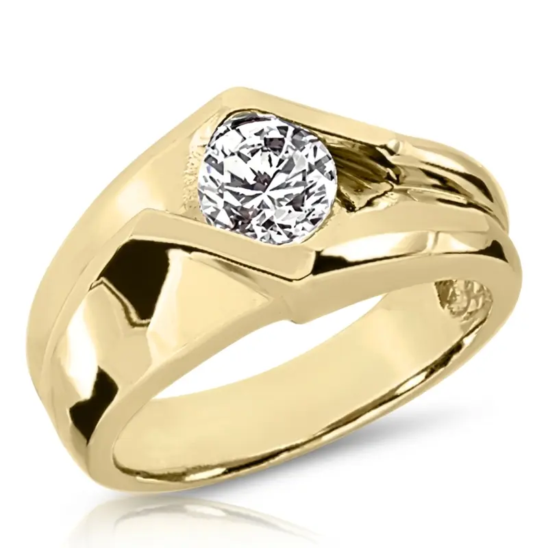 14K white gold Dazzling Bar Set Round Diamond Solitaire Men's Ring (1.25ct) - alternate view 2