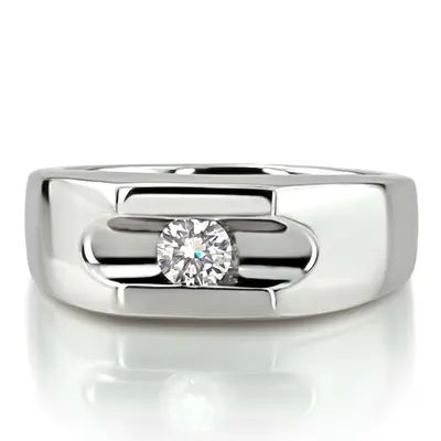 14K white gold Solitaire Channel Set Men's Diamond Ring (0.35 ct. tw.) - main view thumbnail