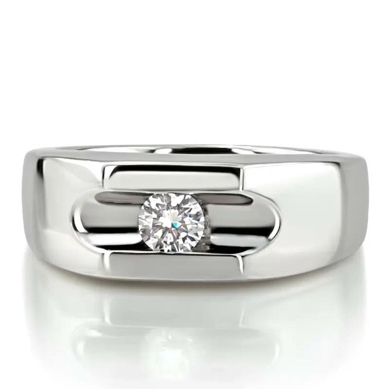 14K white gold Solitaire Channel Set Men's Diamond Ring (0.35 ct. tw.) - main view