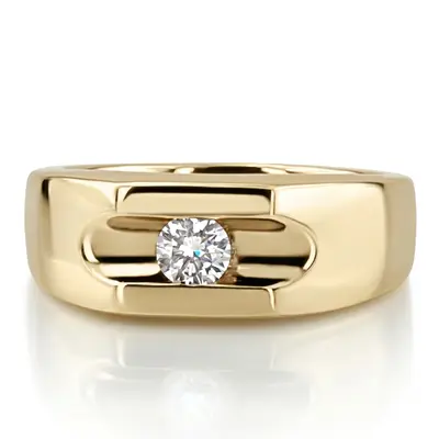 14K white gold Solitaire Channel Set Men's Diamond Ring (0.35 ct. tw.) - alternate view 2 thumbnail