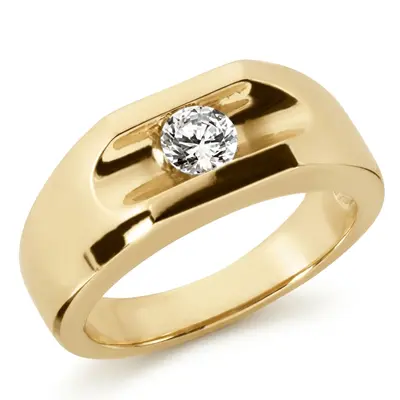 14K white gold Solitaire Channel Set Men's Diamond Ring (0.35 ct. tw.) - alternate view 7 thumbnail
