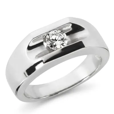 14K white gold Solitaire Channel Set Men's Diamond Ring (0.35 ct. tw.) - alternate view 8 thumbnail