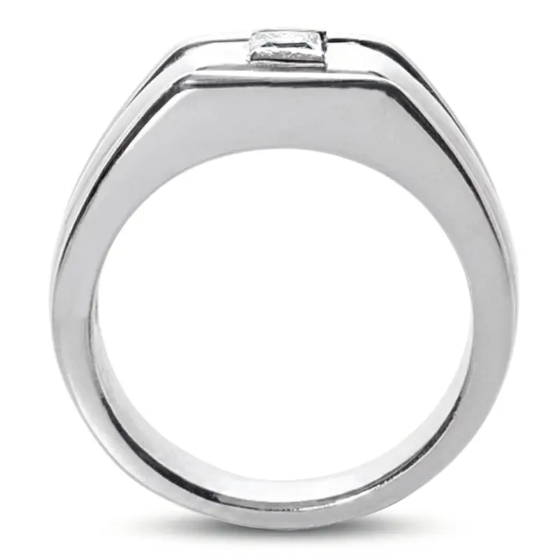 14K white gold Attractive Princess Solitaire Diamond Men's Ring (0.50 ct. tw.) - alternate view 4