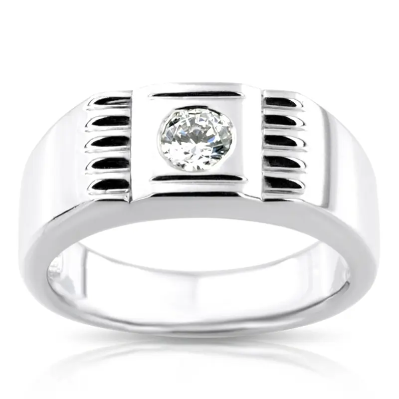 14K white gold 0.35 ct. Solitaire Diamond Men Ring - alternate view 2
