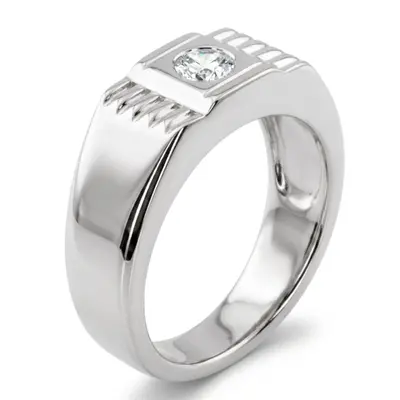 14K white gold 0.35 ct. Solitaire Diamond Men Ring - alternate view 6 thumbnail