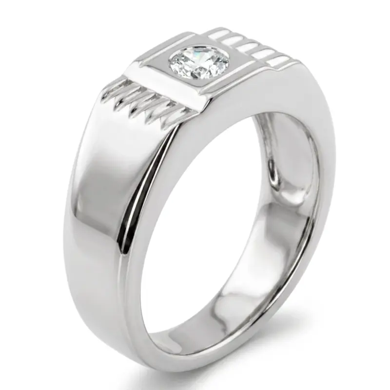 14K white gold 0.35 ct. Solitaire Diamond Men Ring - alternate view 6