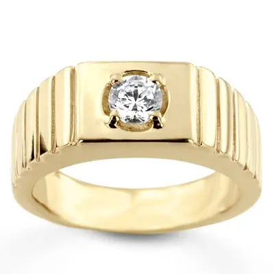 14K white gold 0.35 ct. Solitaire Diamond Man Ring 1 - alternate view 2 thumbnail