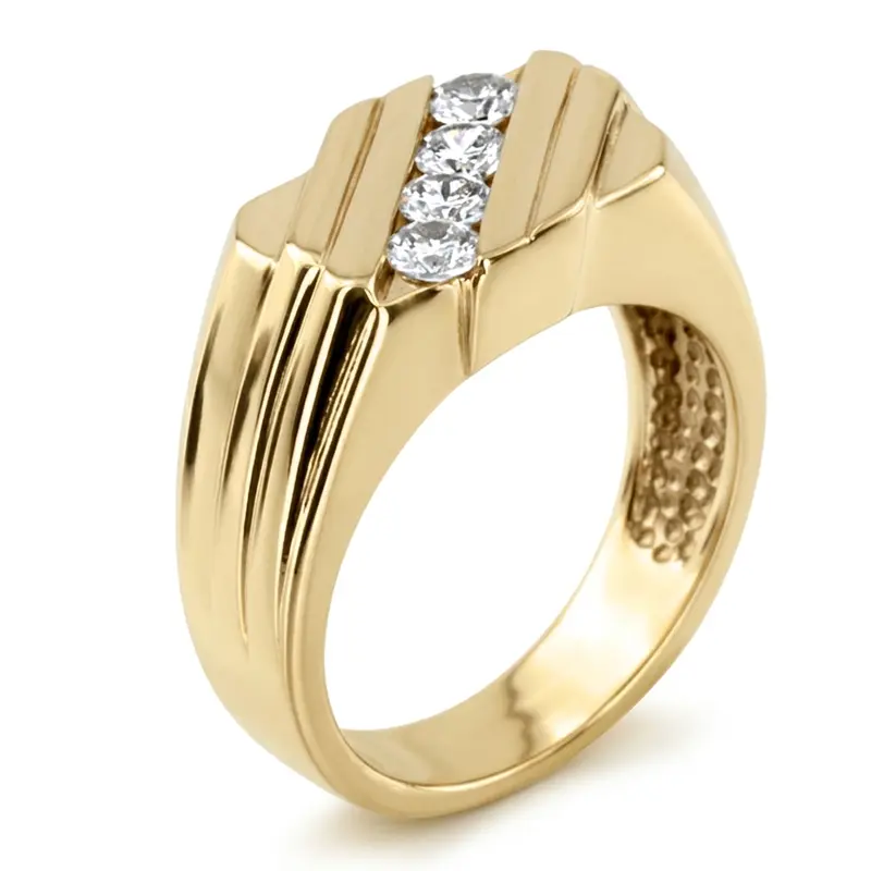 14K white gold 0.60 ct. Round Cut Channel Set Man Diamond Ring - alternate view 5