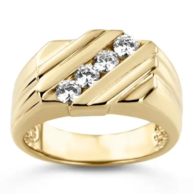 14K white gold 0.60 ct. Round Cut Channel Set Man Diamond Ring - alternate view 2 thumbnail