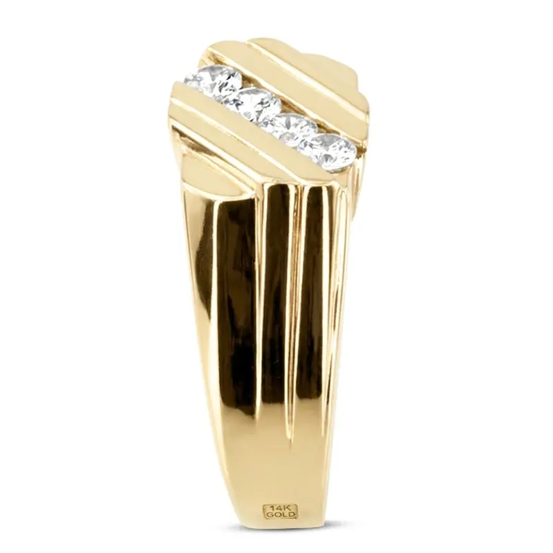 14K white gold 0.60 ct. Round Cut Channel Set Man Diamond Ring - alternate view 4